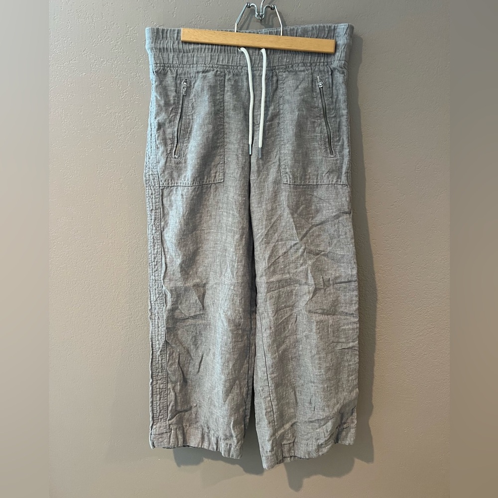 Athleta Cabo Linen Wide Length Pant Osprey Grey Heather